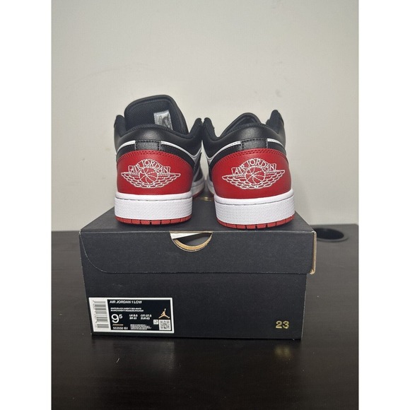 Brand New -Size 9.5 - Jordan 1 Low Black and Red (553558-161)-Ship Fast/In Hand! - Picture 4 of 7